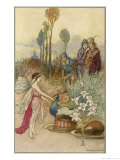 Fairy and a Peacock reproduction procédé giclée par Warwick Goble