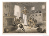 Natives Preparing a Meal: Gutting Chickens and Rolling Dough reproduction procédé giclée par Captain G.f. Atkinson