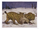 Two Lynxs Devour a Sheep Giclee Print by Louis A. Sargent