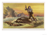 Crusoe on His Raft Salvages as Much as He Can from the Wrecked Ship Giclee Print by William Dickes