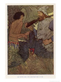 Robinson Crusoe Shoots a Parrot Which He and Friday Eat for Supper Giclee Print by Elenore Plaisted Abbott