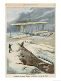 Orville and Wilbur Wright Make the First Successful Powered Flight at Kitty Hawk North Carolina Giclee Print by Carrey 