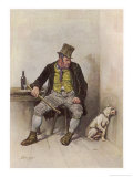 Oliver Twist: Bill Sykes Sits at a Table with a Bottle of Booze Lámina giclée por Joseph Clayton Clarke