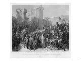 Third Crusade, Richard I and Philippe II Auguste Land at Acre and Take the City Giclee-trykk av Blondel