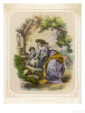 Straying Dog is Retrieved by Its Owner Giclee Print by Compte-calix