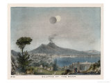 An Eclipse of the Moon Seen Above a Smoking Volcano reproduction procédé giclée par Charles F. Bunt