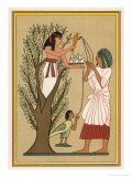 As Loving Mother-Goddess Mut Pours Water from the Sycamore Tree Over a Deceased Person and His Soul reproduction procédé giclée par E.a. Wallis Budge