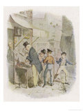 The Artful Dodger Teaches Oliver Twist to Pickpocket from the Rich reproduction procédé giclée par George Cruikshank