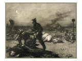 German Soldiers Pillage Picking Valuables from the Pockets of Victims Lying Dead and Wounded Giclee-trykk av F.c. Baude