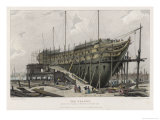 The "Nelson" Warship Under Construction on the Thames at Woolwich London Giclee Print by W.b. Cooke