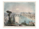 The Horizontal Moon Over a City River and Bridge Giclee-trykk av Charles F. Bunt The Horizontal Moon Over a City River and Bridge Giclee-trykk av Charles F. Bunt