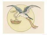 Stork Brings a Baby in a Basket Giclee Print by E. Boyd