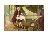 Wolfgang Amadeus Mozart the Austrian Composer Playing an Ornate Harpsichord Wydruk giclee autor T. Beck Wolfgang Amadeus Mozart the Austrian Composer Playing an Ornate Harpsichord Wydruk giclee autor T. Beck