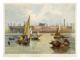 Under Constructionat Millwall Seen from the River Thames Giclee Print by J.w. Carmichael