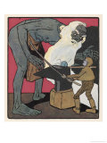 Boy Meets a Fierce Old Blacksmith and Beats Him with an Iron-Bar Giclee Print by Karl Fahringer
