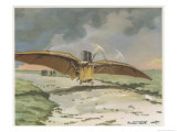 Ader Demonstrates His Steam- Powered "Avion III" (Or Eole III) at Sathory France Giclee Print by Lucien Cave