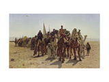Caravan of Pilgrims Cross the Desert to Mecca Giclee-trykk av Leon Belly