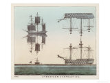Diagram Explaining Atmospheric Refraction Using Pictures of Ships at Sea to Illustrate the Concept reproduction procédé giclée par Charles F. Bunt