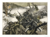 Battle Rages Between French and German Forces for Control of the Hartmannswillerkopf Giclee-trykk av F.c. Baude