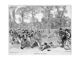 At Rugby School a Crowd of Schoolboys Run after the Ball at Rugby Giclee Print by Walter Thomas
