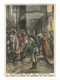 German Troops Force French People to Leave Their Homes and Families in Order to Work Giclee Print by Eugene Damblans
