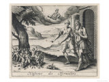 When Aegina is Depopulated by a Plague King Aescus Asks Zeus to Turn the Ants into People Giclee-trykk av Briout
