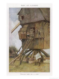 British Observation Post in a Windmill Giclee Print by Francois Flameng