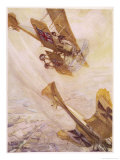British Avro 504 Biplane Pursues a German Monoplane in a Deadly Aerial Duel Giclee Print by Cyrus Cuneo