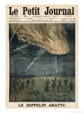 French Civilians Cheer as an Enemy Zeppelin is Shot Down Near Bar-Le-Duc Giclee Print by Eugene Damblans