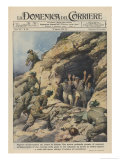 North Africa: Italians Capture British Troops Who Had Been Hiding in a Cave on the Sollum Front Giclee Print by Achille Beltrame