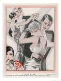 Two Couples Dance While a Third Lady Touches up Her Lipstick Giclee Print by Jacques Leclerc