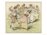 England Couples County Dancing on the Village Green reproduction procédé giclée par Randolph Caldecott