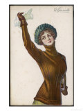 Young Lady Waves a Sad Farewell to Her Soldier Lover as He Returns to the Front Giclee Print by A. Giametti