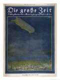 German Airship Hovers Menacingly Over Paris Giclee Print by Rodolf Czerny