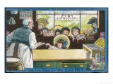 Nine Children Watch as a Lucky Little Girl Buys Herself a Bar of Fry's Chocolate Giclee Print by Tom Browne