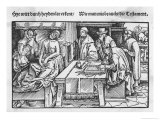 Dying Man Making His Will While a Scribe Writes His Wishes and Others Wait Patiently By Giclee-trykk av Hans Burgkmair