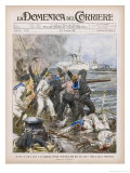 The Rebel Warship Skory is Fired on by Other Naval Vessels at Vladivostock Giclee Print by Achille Beltrame