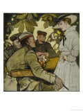 German Soldiers on Leave Spend Time Relaxing at a Cafe Giclee Print by J.u. Engelhard