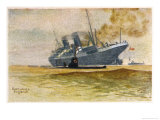 German U-Boat Damages an Allied Vessel Giclee Print by Kurt Bottcher