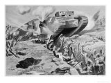 Second Lieutenant Drader Attacks the German Trenches in His Tank Giclee Print by John F. Campbell