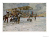 French Spad on Airfield reproduction procédé giclée par Francois Flameng