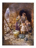 WWI, Mother Refugee and Her Children with Their Meagre Possessions Giclee Print by S. Eduardo