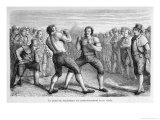 Pair of Bruisers Slug It out with Their Bare Fists While a Genteel Crowd Watches the Action Giclee Print by Eugene Ronjat