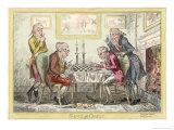 Game of Chess, Two Wigged Gentlemen Play Two Friends Watch Them with Mixed Emotions Giclee Print by George Cruikshank