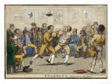 Two Pugilists Spar as a Gathering of Men Enjoy the Action reproduction procédé giclée par Isaac Cruikshank