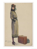 Young Woman Showing the Barrel-Line Silhouette of the Period Giclee-trykk av Luigi Bompard