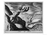 Polyphemus the Cyclops Jealous of the Happy Lovers Acis and Galatea Throws Boulders at Them Giclee-trykk av Briout
