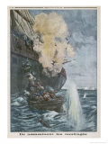 When the Russian Sailing Ship "Lynton" is Torpedoed the U-Boat Fires Giclee Print by Eugene Damblans