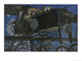 French "Voisin" Bomber Carries out a Night Raid Giclee Print by Francois Flameng