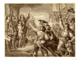 Charles Raises His Standard Near Nottingham: The Future Charles II is at His Side Giclee-trykk av T. Bauer Charles Raises His Standard Near Nottingham: The Future Charles II is at His Side Giclee-trykk av T. Bauer